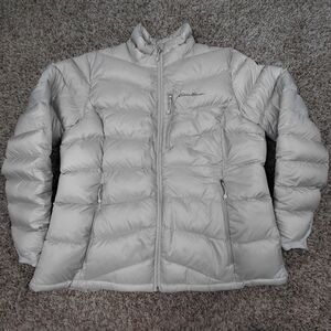 Eddie Bauer Goose Down Jacket Womens XL Silver EB800 EB 800 First Ascent Puffer